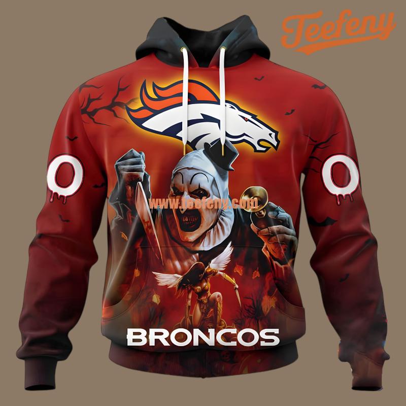 Denver Broncos Spooky Terrifier Orange Art 3D Hoodie