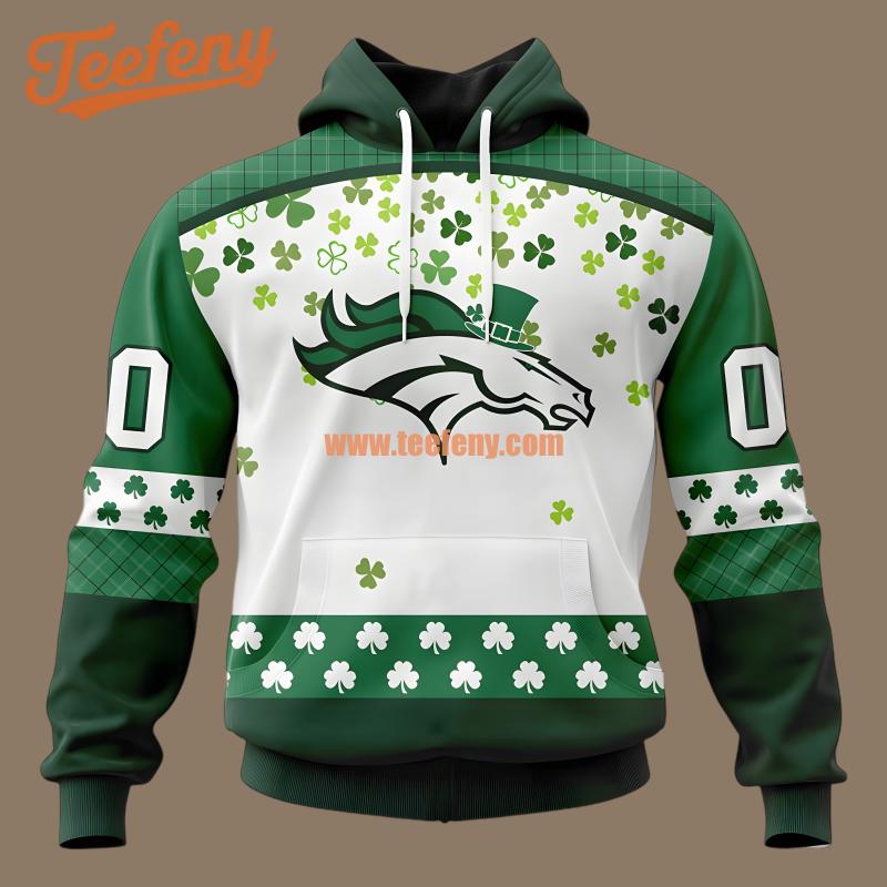 Denver Broncos St Patrick Day Shamrock Green Mens 3D Hoodie