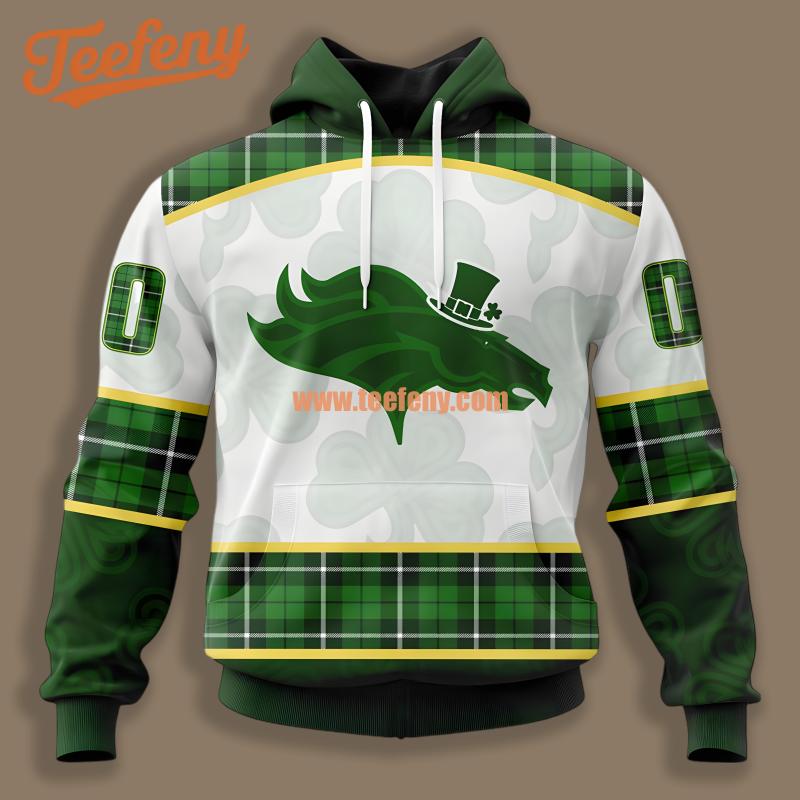 Denver Broncos St Patricks Day Green Puff Print 3D Hoodie