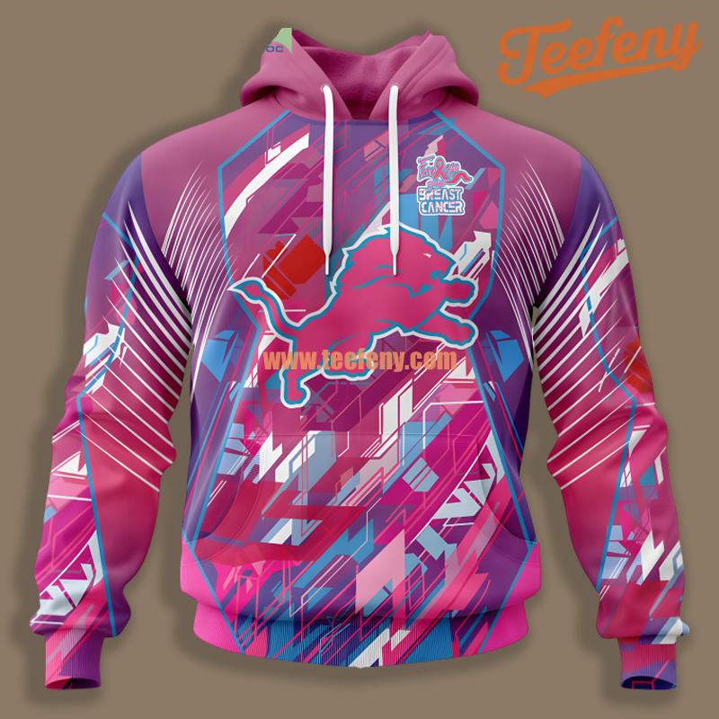 Detroit Lions Breast Cancer Pink Design 3D Hoodie