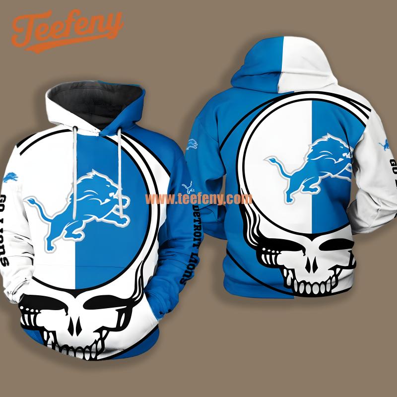 Detroit Lions Grateful Dead Blue White Print 3D Hoodie