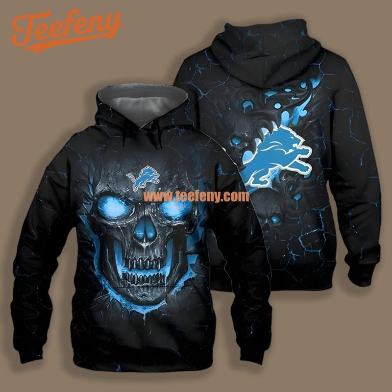 Detroit Lions Lava Skull Blue Black Jacket 3D Hoodie