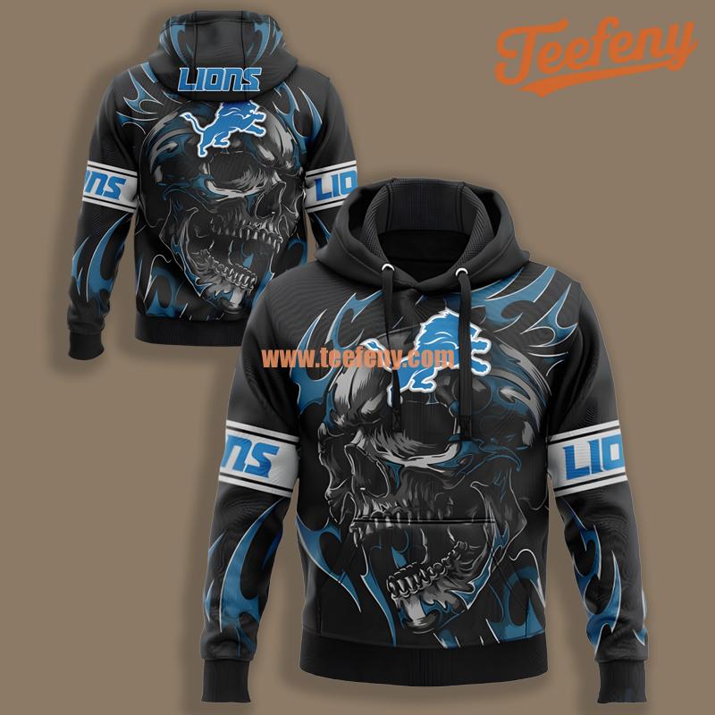 Detroit Lions Punisher Skull Black Blue Boys 3D Hoodie