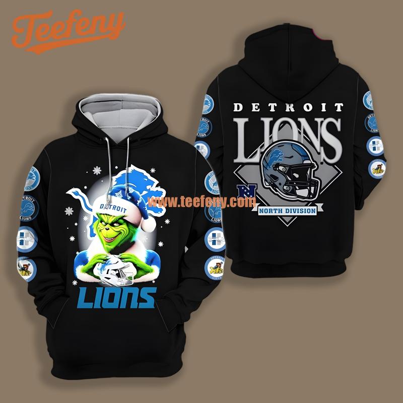 Detroit Lions The Grinch Black Pullover 3D Hoodie