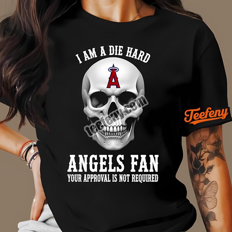 Die Hard Los Angeles Angels Baseball Fan Skull Shirt