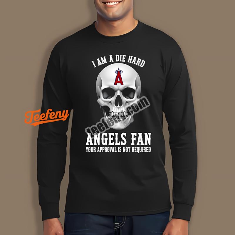 Die Hard Los Angeles Angels Baseball Fan Skull Long Sleeve Die Hard Los Angeles Angels Baseball Fan Skull Long Sleeve