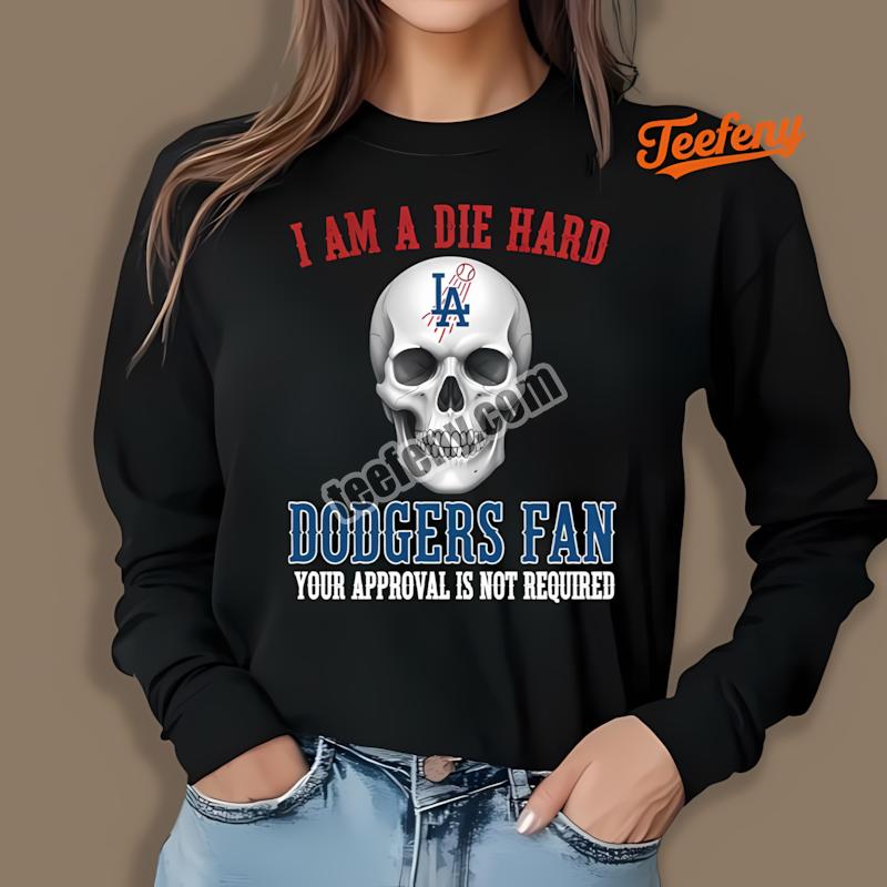 Die Hard Los Angeles Dodgers Baseball Fan Skull Long Sleeve Die Hard Los Angeles Dodgers Baseball Fan Skull Long Sleeve