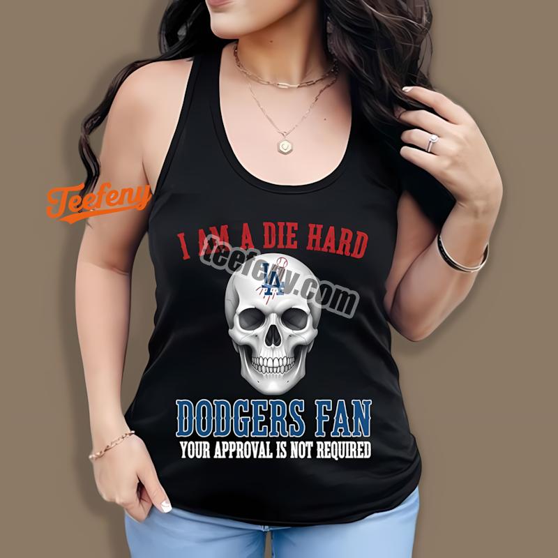 Die Hard Los Angeles Dodgers Baseball Fan Skull Tanktop Die Hard Los Angeles Dodgers Baseball Fan Skull Tanktop