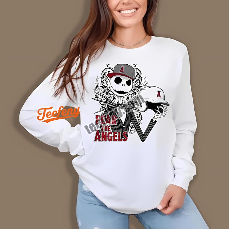 Fear The Los Angeles Angels Jack Skellington Halloween Long Sleeve Fear The Los Angeles Angels Jack Skellington Halloween Long Sleeve