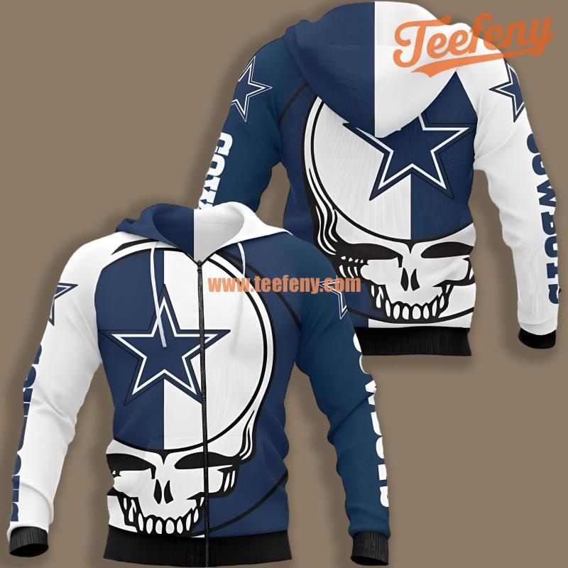 Grateful Dead Dallas Cowboys Blue White Print 3D Hoodie