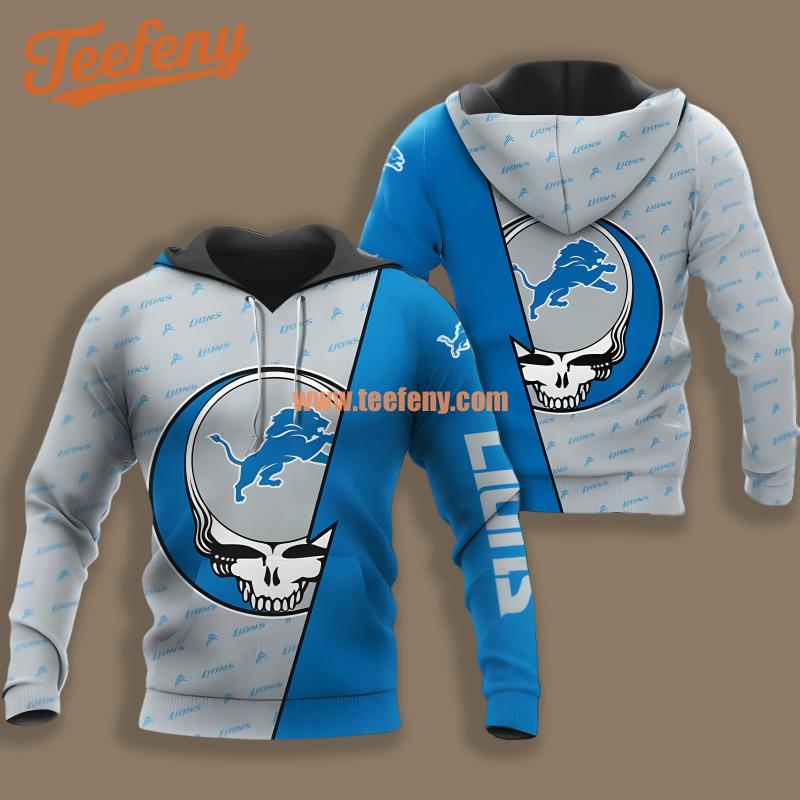 Grateful Dead Detroit Lions Blue Grey Pullover 3D Hoodie