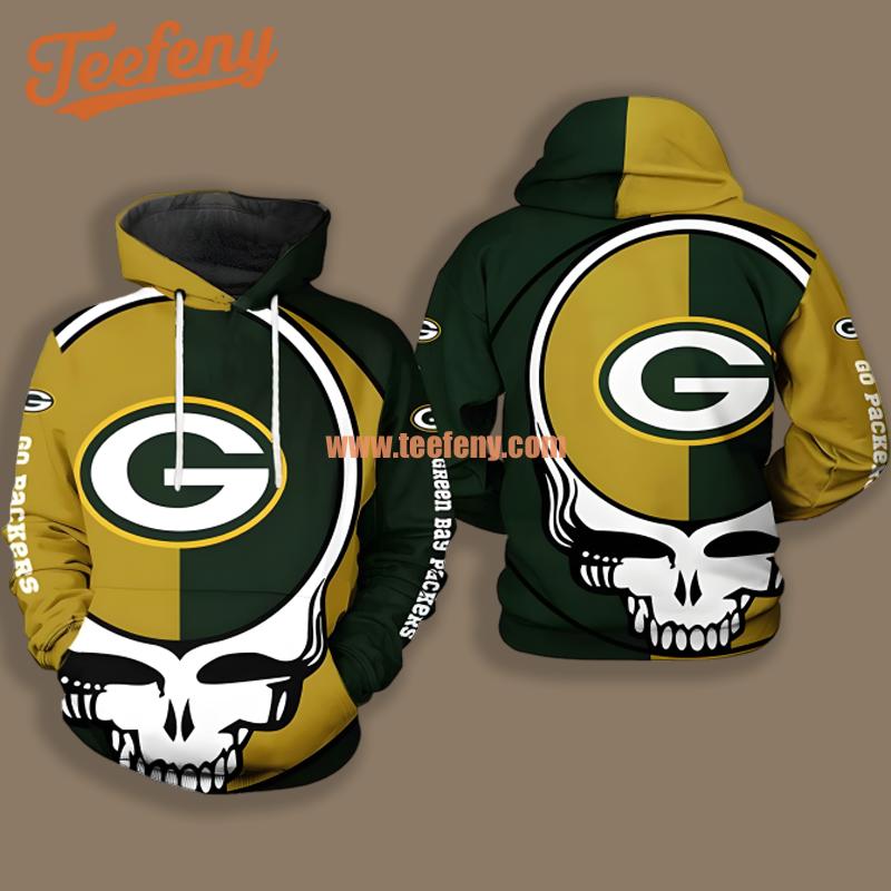 Grateful Dead Green Bay Packers Yellow Green Zip Up 3D Hoodie