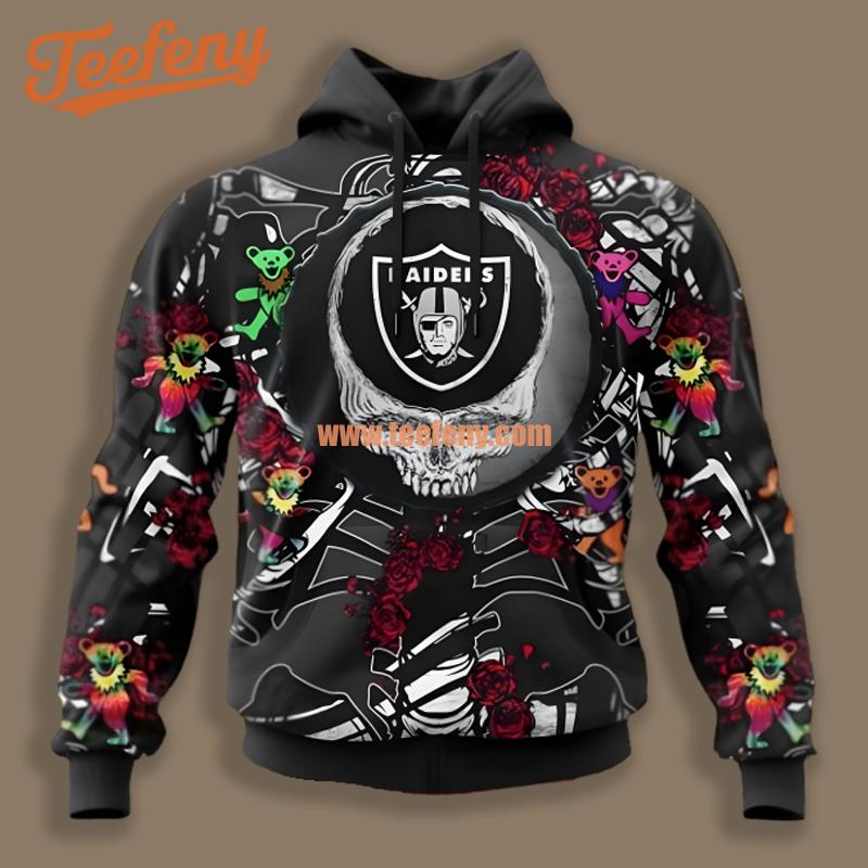Grateful Dead Las Vegas Raiders Black Horror 3D Hoodie