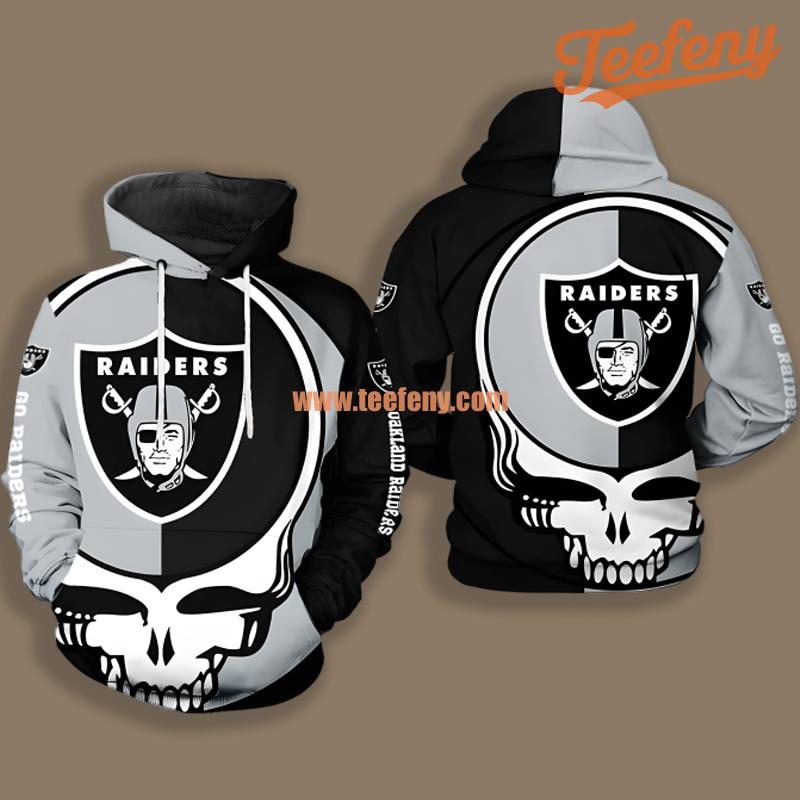 Grateful Dead Las Vegas Raiders Grey Black Printed 3D Hoodie