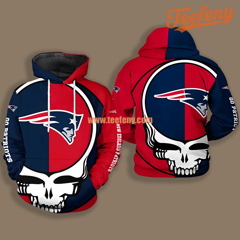 Grateful Dead New England Patriots Red Blue Printed 3D Hoodie