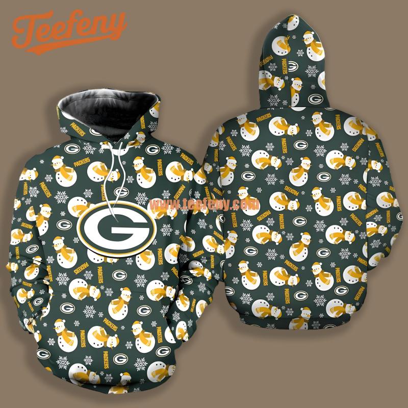 Green Bay Packers Christmas Snowman Green Horror 3D Hoodie