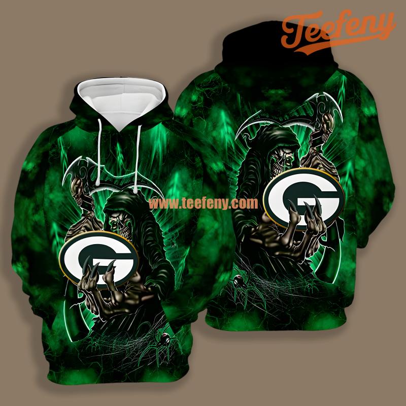 Green Bay Packers Death Black Green Fashion 3D Hoodie