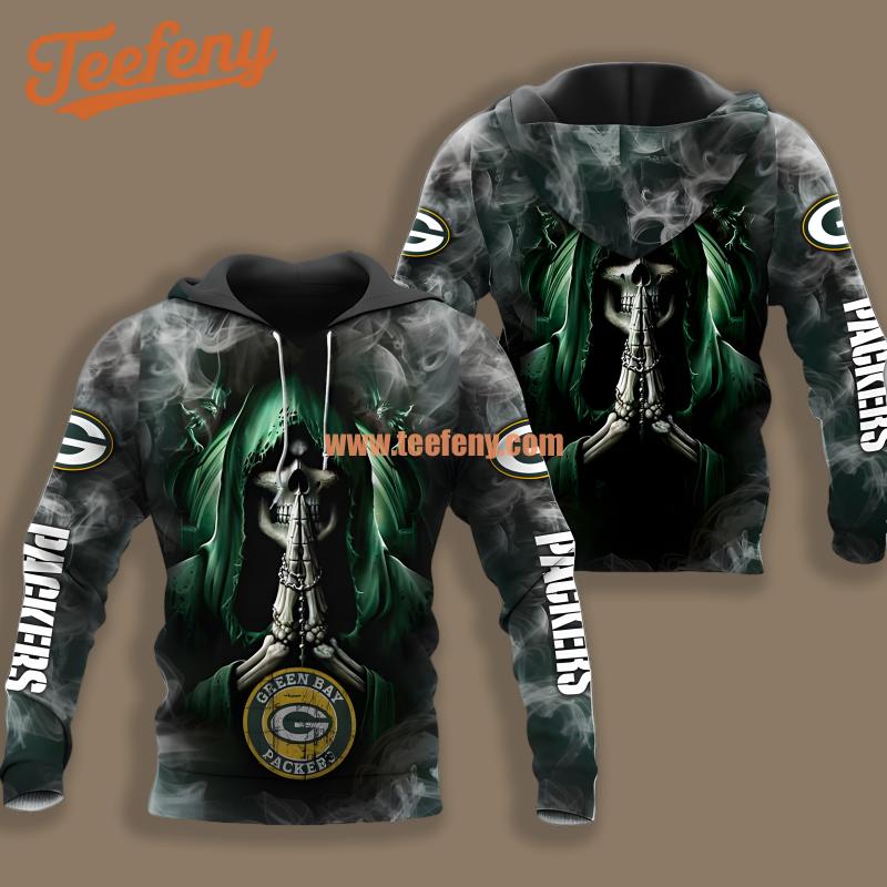 Green Bay Packers Death Smoke Green Black Youth 3D Hoodie