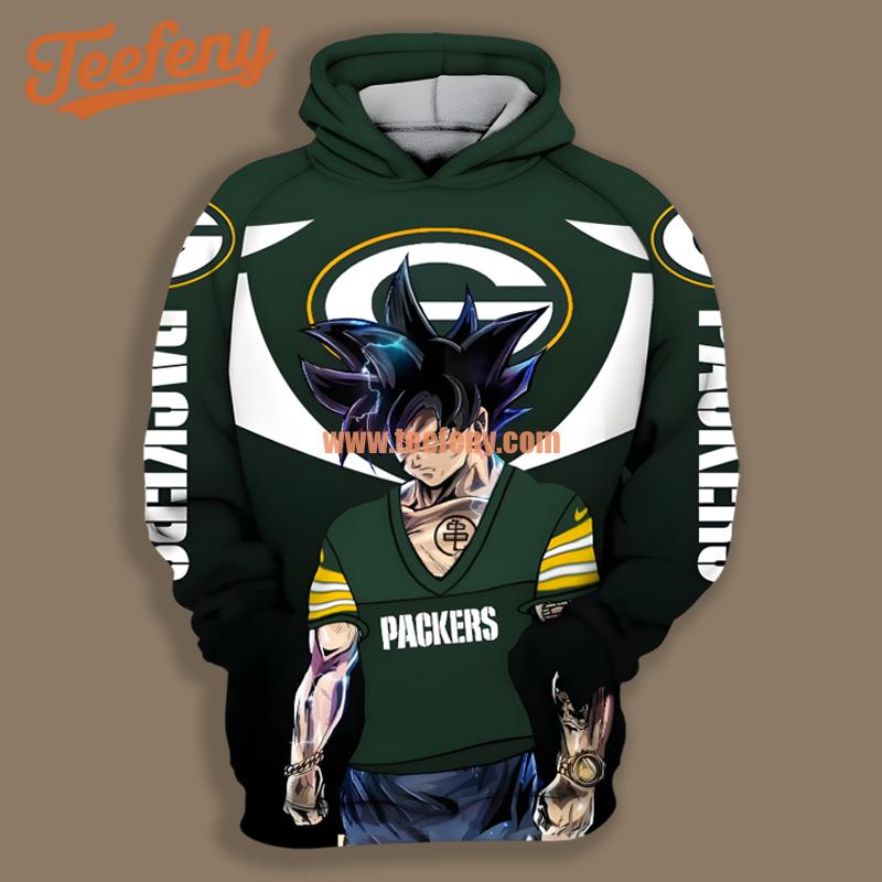 Green Bay Packers Goku Yellow Green Youth 3D Hoodie