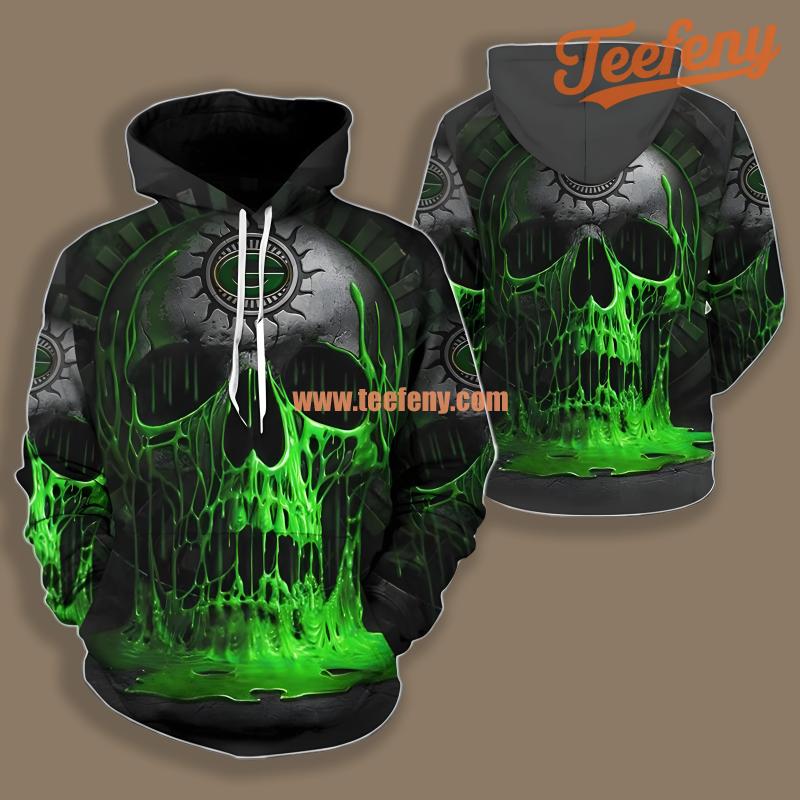 Green Bay Packers Skull Mucus Black Green For Sale 3D Hoodie