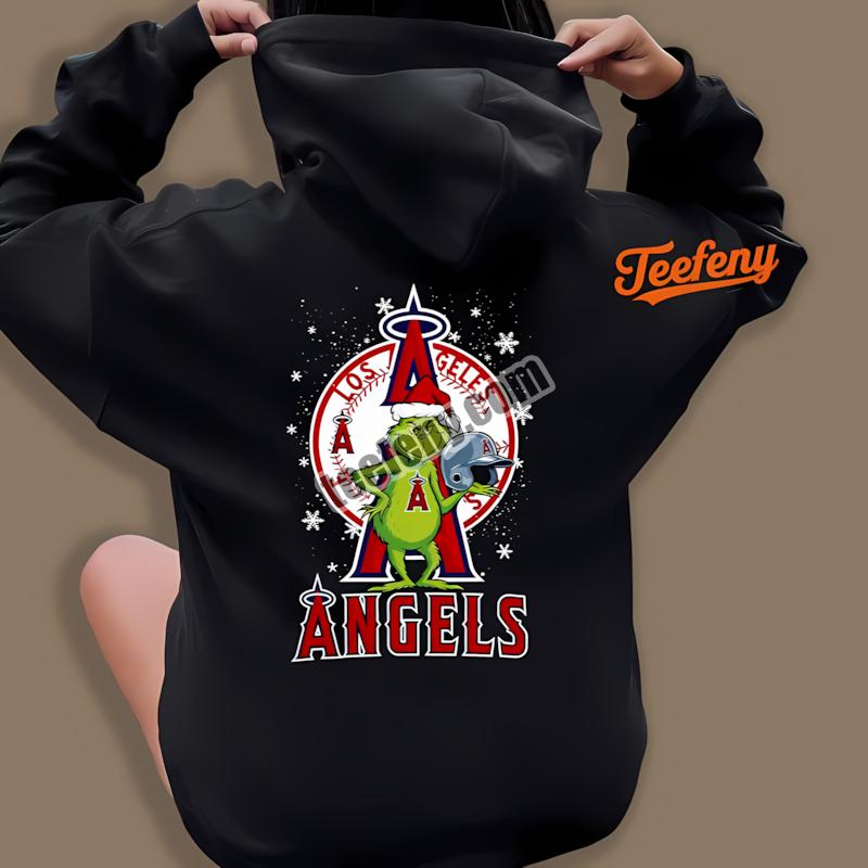 Grinch Carrying Los Angeles Angels Helmet Hoodie Grinch Carrying Los Angeles Angels Helmet Hoodie