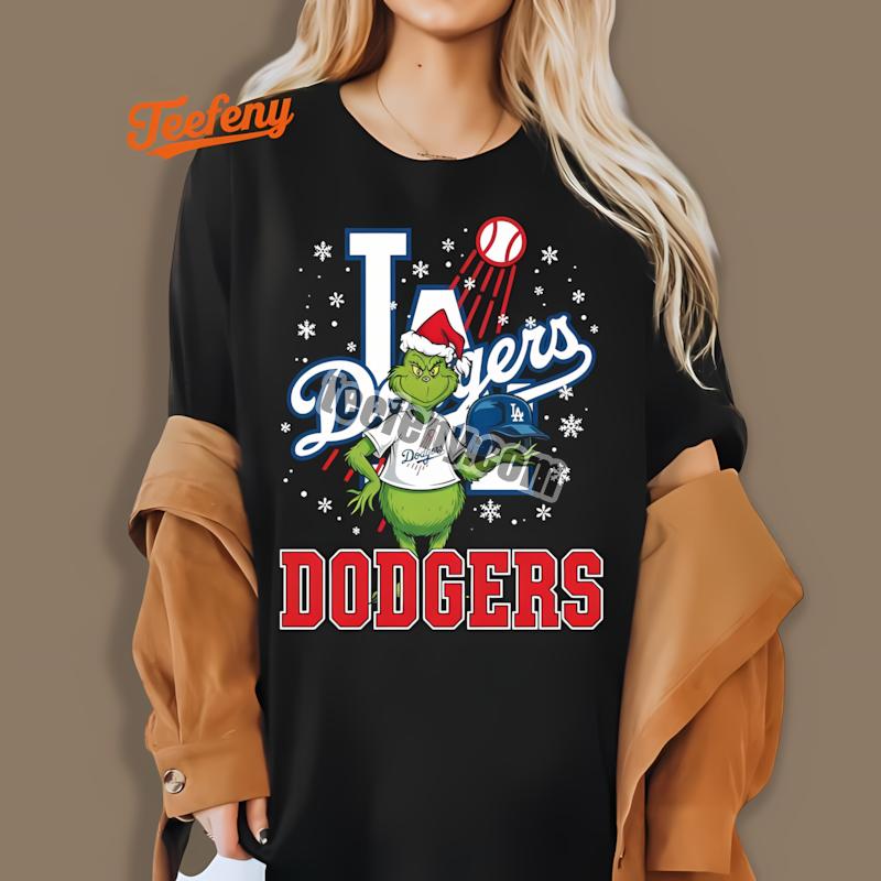 Grinch Carrying Los Angeles Dodgers Helmet Shirt