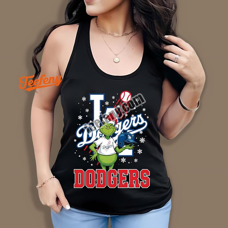 Grinch Carrying Los Angeles Dodgers Helmet Tanktop Grinch Carrying Los Angeles Dodgers Helmet Tanktop