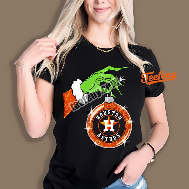 Grinch Hand Holding Houston Astros Ornament Shirt Men Women
