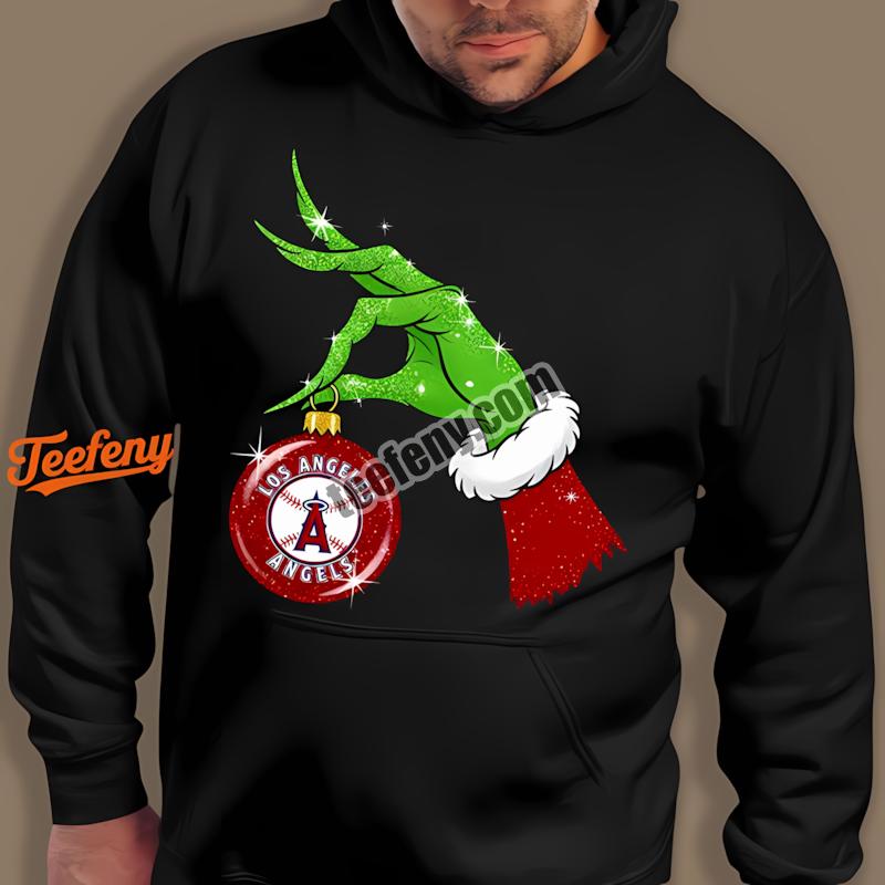 Grinch Holding Los Angeles Angels Ornament Christmas Hoodie Grinch Holding Los Angeles Angels Ornament Christmas Hoodie