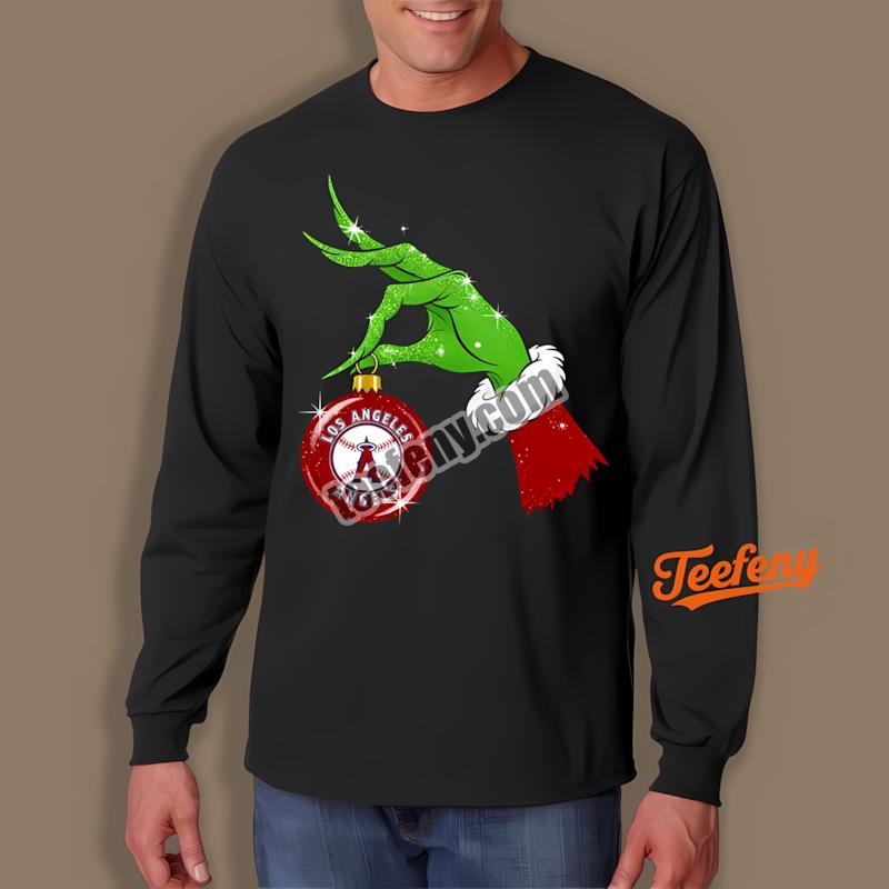 Grinch Holding Los Angeles Angels Ornament Christmas Long Sleeve Grinch Holding Los Angeles Angels Ornament Christmas Long Sleeve