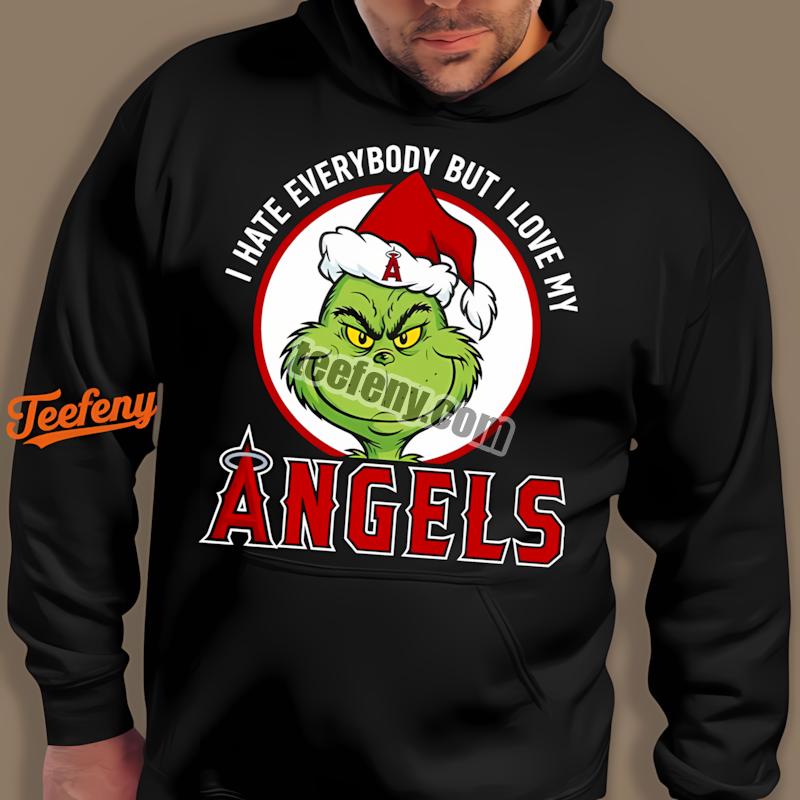 Grinch I Hate Everybody But Love My Los Angeles Angels Hoodie Grinch I Hate Everybody But Love My Los Angeles Angels Hoodie