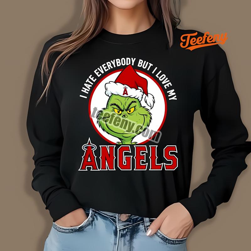 Grinch I Hate Everybody But Love My Los Angeles Angels Long Sleeve Grinch I Hate Everybody But Love My Los Angeles Angels Long Sleeve