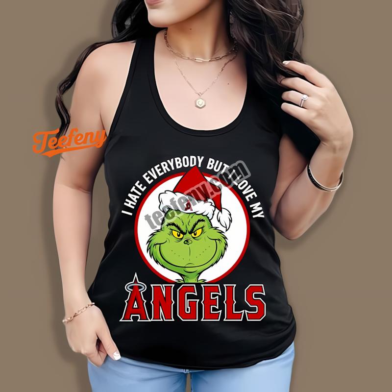 Grinch I Hate Everybody But Love My Los Angeles Angels Tanktop Grinch I Hate Everybody But Love My Los Angeles Angels Tanktop