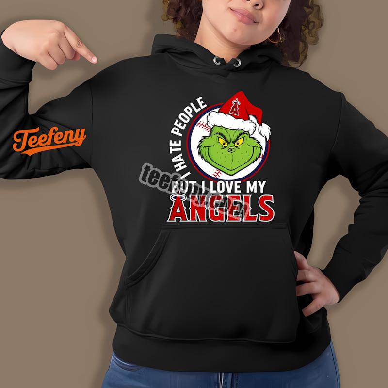 Grinch I Hate People But Love Los Angeles Angels Baseball Hoodie Grinch I Hate People But Love Los Angeles Angels Baseball Hoodie