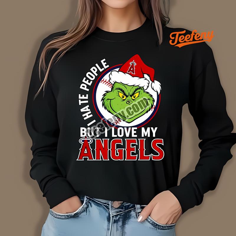 Grinch I Hate People But Love Los Angeles Angels Baseball Long Sleeve Grinch I Hate People But Love Los Angeles Angels Baseball Long Sleeve