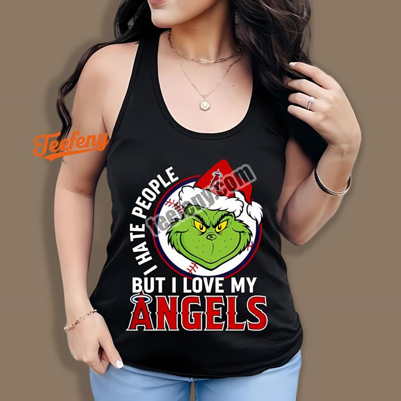 Grinch I Hate People But Love Los Angeles Angels Baseball Tanktop Grinch I Hate People But Love Los Angeles Angels Baseball Tanktop