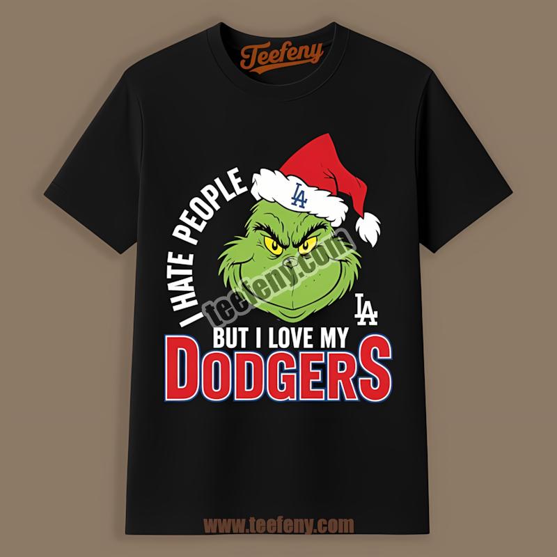 Grinch I Hate People But Love Los Angeles Dodgers Baseball Shirt