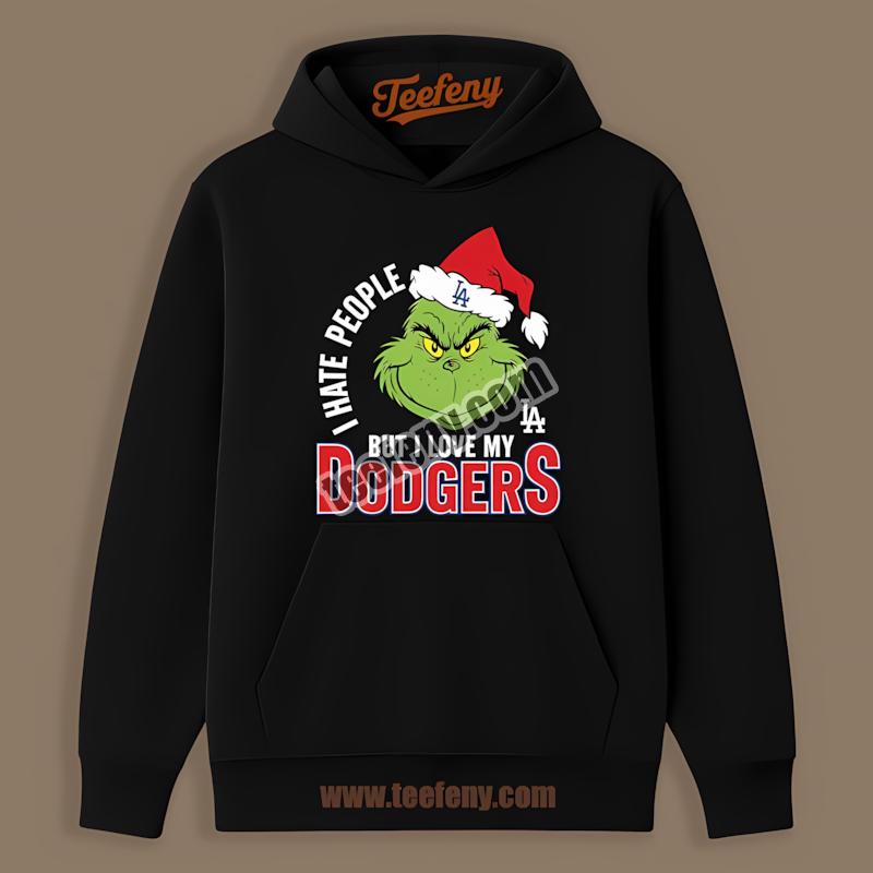 Grinch I Hate People But Love Los Angeles Dodgers Baseball Hoodie Grinch I Hate People But Love Los Angeles Dodgers Baseball Hoodie