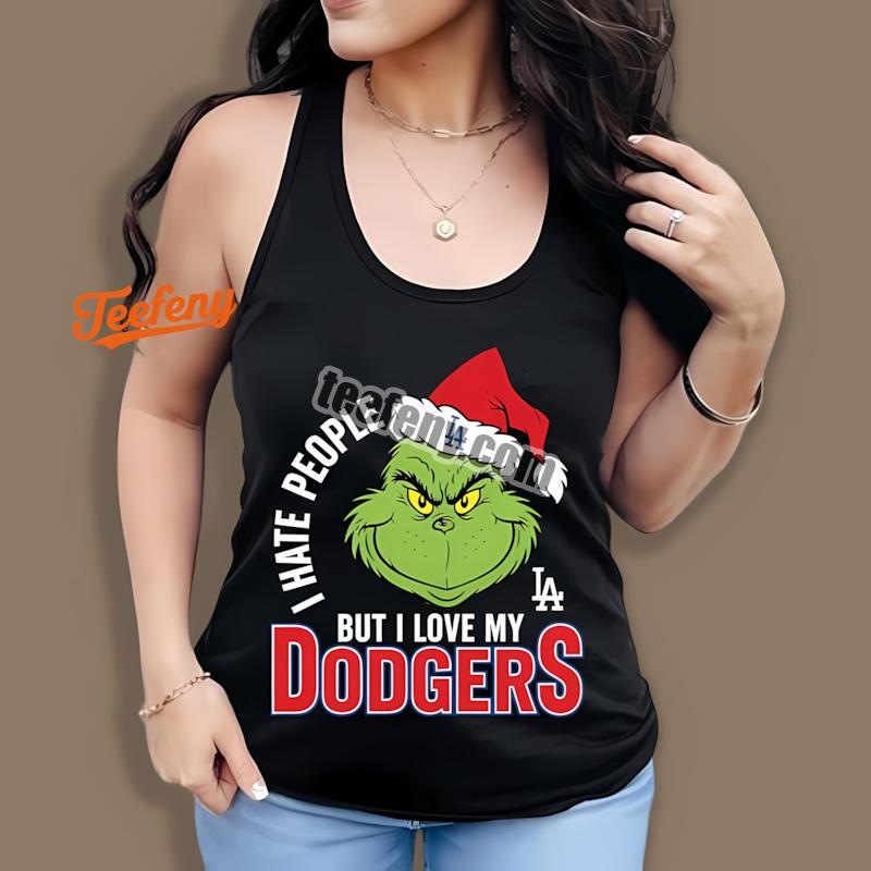 Grinch I Hate People But Love Los Angeles Dodgers Baseball Tanktop Grinch I Hate People But Love Los Angeles Dodgers Baseball Tanktop