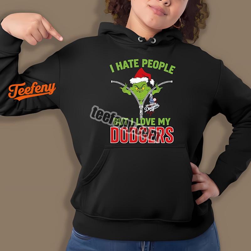 Grinch I Hate People Love My Los Angeles Dodgers Hoodie Grinch I Hate People Love My Los Angeles Dodgers Hoodie