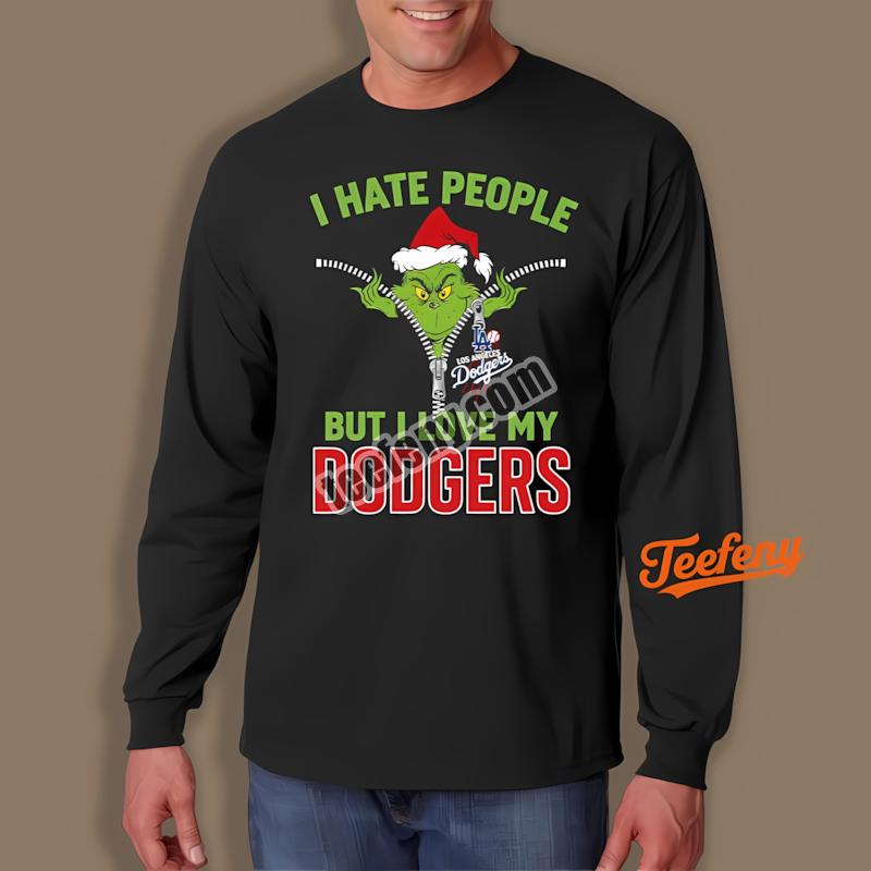 Grinch I Hate People Love My Los Angeles Dodgers Long Sleeve Grinch I Hate People Love My Los Angeles Dodgers Long Sleeve