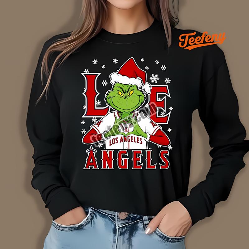 Grinch Love Los Angeles Angels Christmas Spirit Long Sleeve Grinch Love Los Angeles Angels Christmas Spirit Long Sleeve