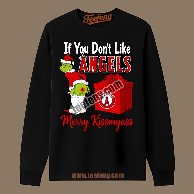 Grinch Merry Kissmyass Los Angeles Angels Holiday Long Sleeve Grinch Merry Kissmyass Los Angeles Angels Holiday Long Sleeve