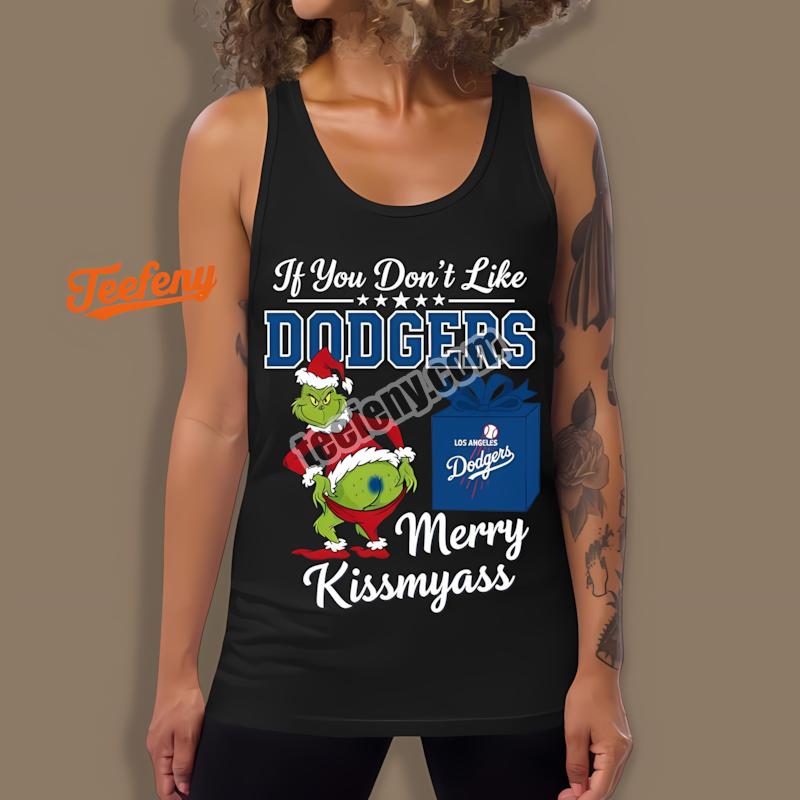Grinch Merry Kissmyass Los Angeles Dodgers Holiday Tanktop Grinch Merry Kissmyass Los Angeles Dodgers Holiday Tanktop