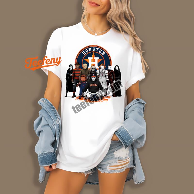 Halloween Houston Astros Horror Movie Characters Mens Graphic Shirt