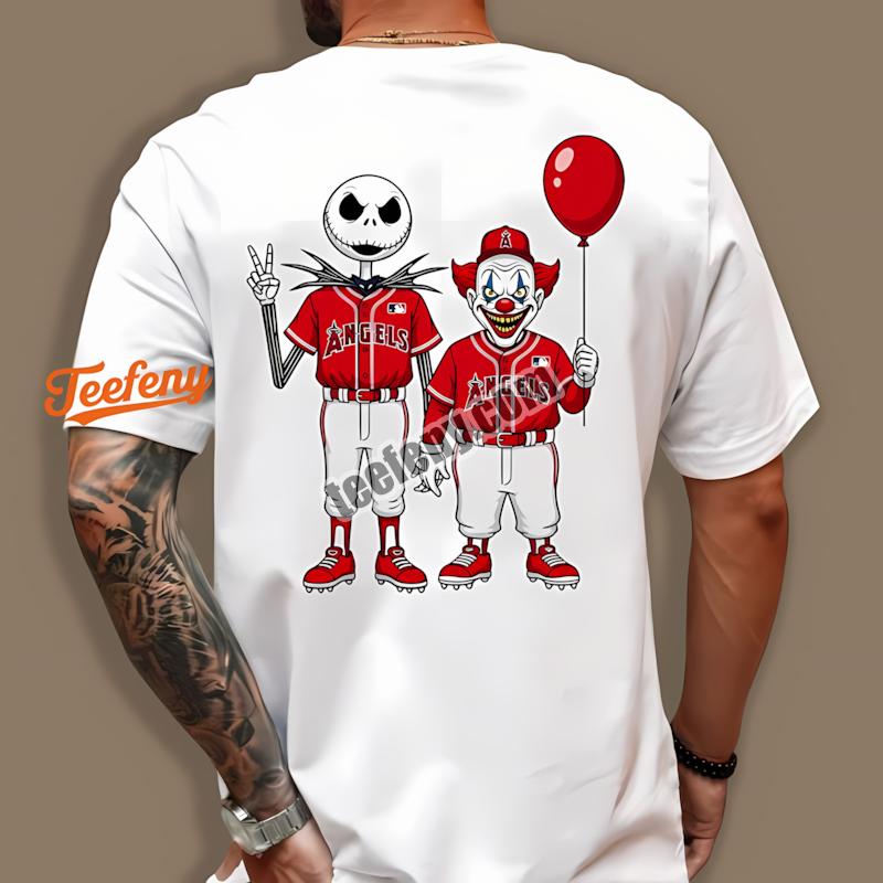 Halloween Los Angeles Angels Jack Skellington Pennywise Shirt