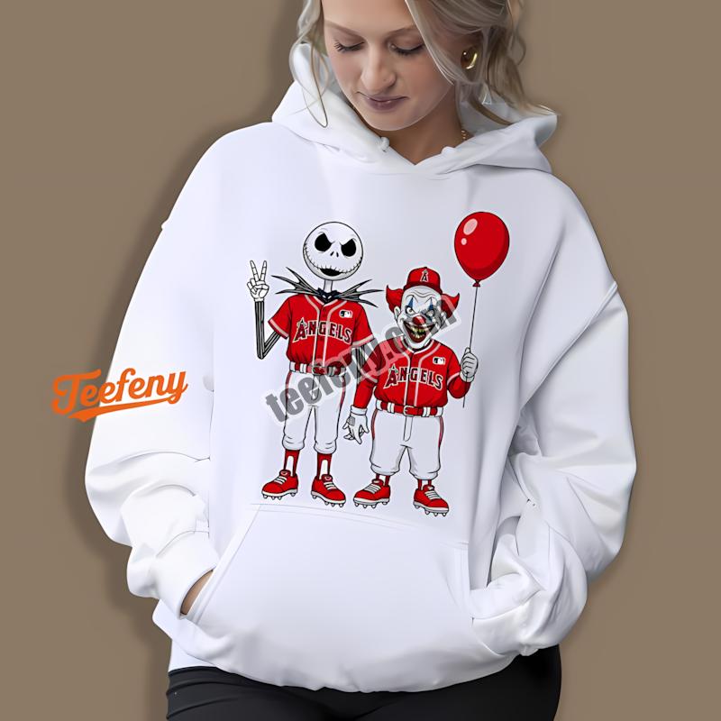 Halloween Los Angeles Angels Jack Skellington Pennywise Hoodie Halloween Los Angeles Angels Jack Skellington Pennywise Hoodie