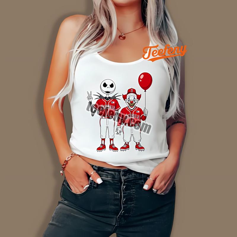 Halloween Los Angeles Angels Jack Skellington Pennywise Tanktop Halloween Los Angeles Angels Jack Skellington Pennywise Tanktop