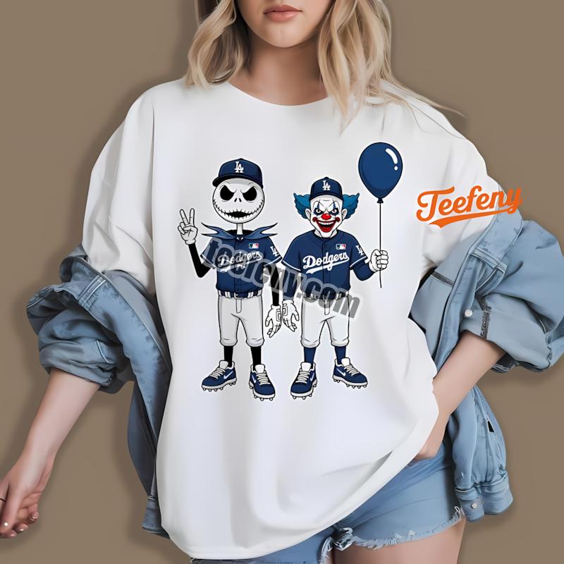 Halloween Los Angeles Dodgers Jack Skellington Pennywise Shirt