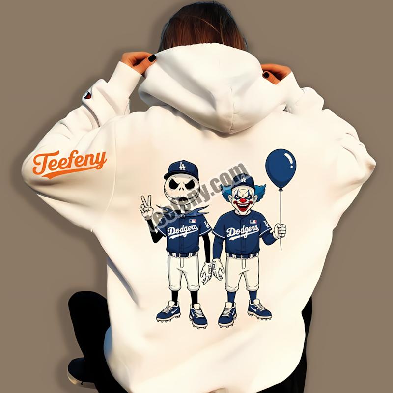 Halloween Los Angeles Dodgers Jack Skellington Pennywise Hoodie Halloween Los Angeles Dodgers Jack Skellington Pennywise Hoodie